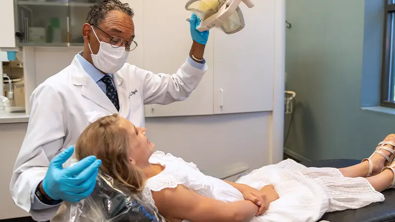 dentist exam for pediatric patient